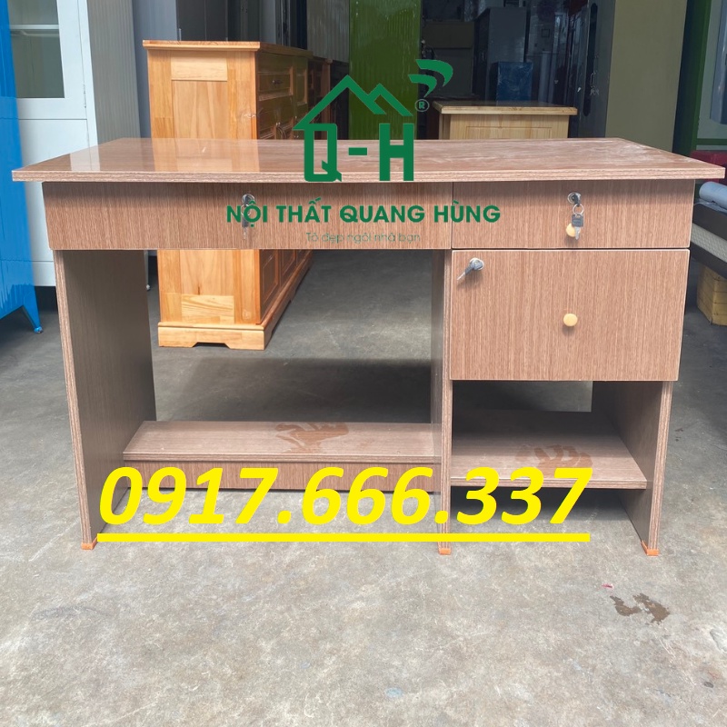 BÀN LÀM VIỆC VÁN ÉP 1M2 MÀU NÂU DÀNH CHO VĂN PHÒNG