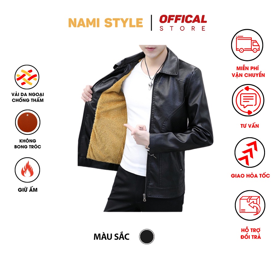 Áo khoác da nam cao cấp kiểu dáng hàn quốc phong cách