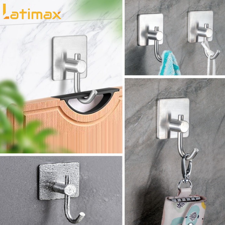 Móc Dán Tường Treo Đồ Inox 304 Hình Lưỡi Câu Latimax MD01 Siêu Chịu Lực Siêu Dính