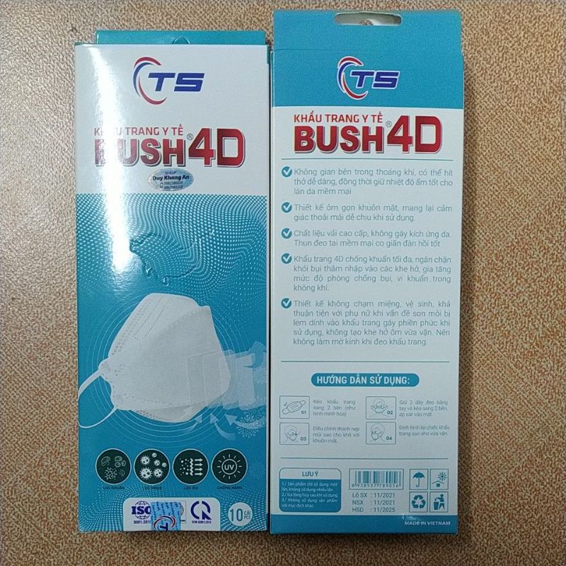 2 hộp khẩu trang Bush 4D Thanh Sơn (khẩu trang con cá 1 hộp 10 cái)