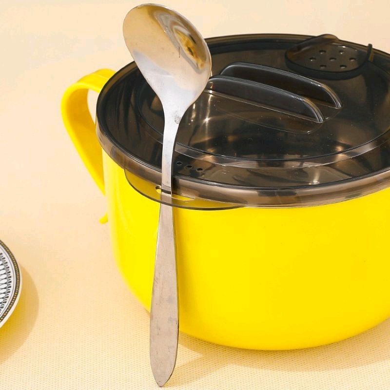Ca ăn mì hình vịt vàng - Tô mì inox có nắp có giá đỡ điện thoại dễ thương