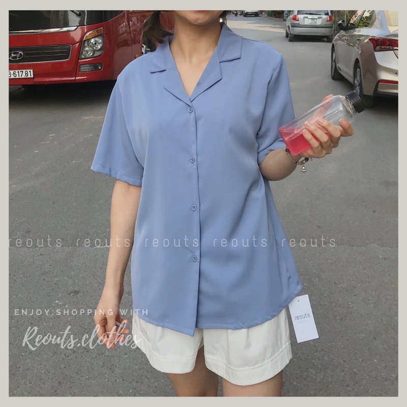 Áo sơ mi nữ công sở tay ngắn cổ vest ảnh thật Thời trang nữ Reouts | BigBuy360 - bigbuy360.vn