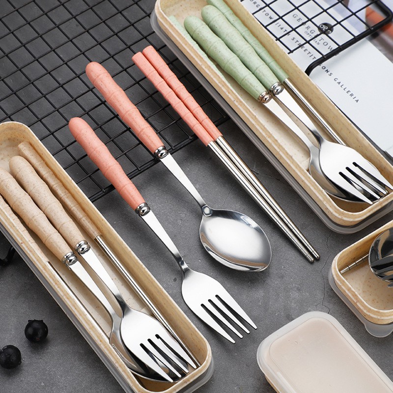 Bộ dao kéo 3 món, đũa, thìa, dĩa, hộp đựng đồ