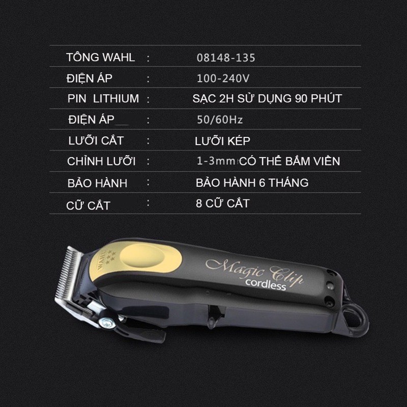 Tông đơ cắt tóc cao cấp WAHL Magic Clip Gold