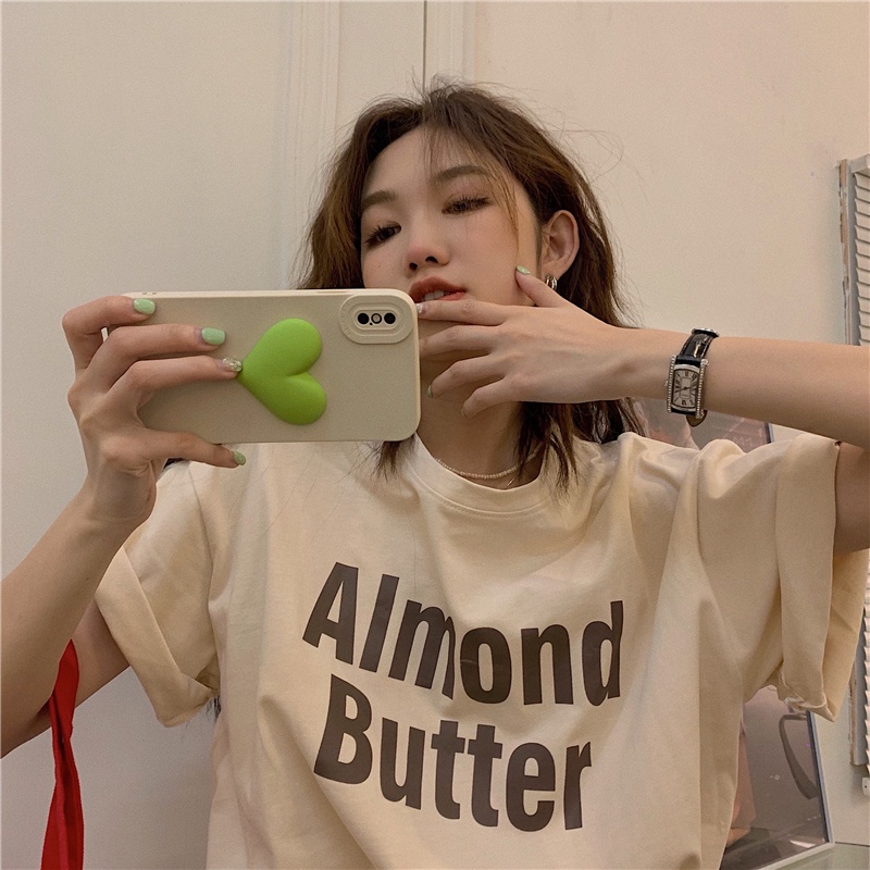 NRVP Áo Thun Nữ Ngắn Tay In Chữ Phong Cách Hàn Quốc