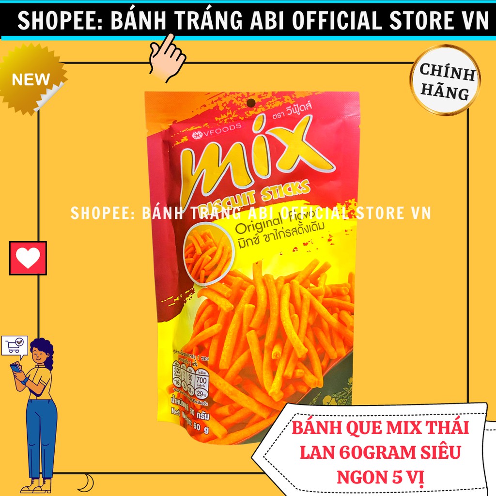 TĂM CAY MIX BÁNH SNACK QUE CỌNG NHẬP KHẨU THÁI LAN MIX 60G