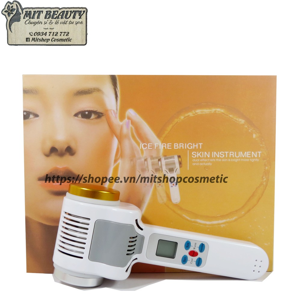 Búa Điện Di Nóng Lạnh 2 Đầu Cao Cấp siêu âm nâng cơ-Máy điện di hai đầu ICE FIRE BRIGHT SKIN INSTRUMENT dùng trong spa