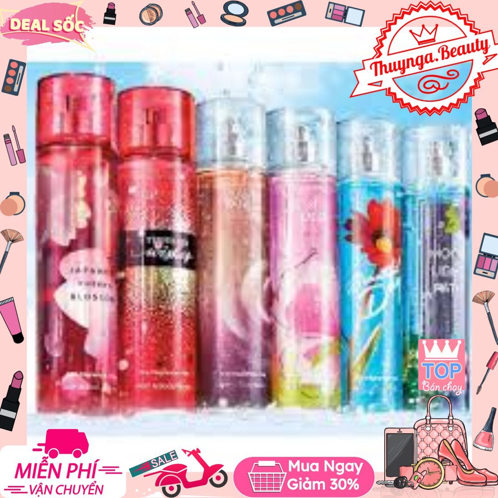 [𝐵𝒪𝒟𝒴 𝑀𝐼𝒮𝒯] Xịt thơm toàn thân body mist Bath And Body Works, Victoria Secret 10ML #тнυynga.вeaυтyѕнop