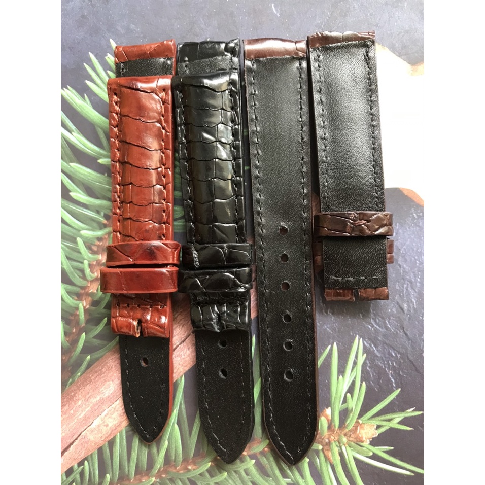 Hàng Thật 100% Dây Da Cá Sấu Vân Bụng Dành Cho Đồng Hồ Nam - TẶNG KÈM KHÓA KIM