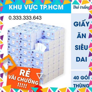 Thùng 40 Gói giấy ăn thỏ trắng siêu dai siêu mịn