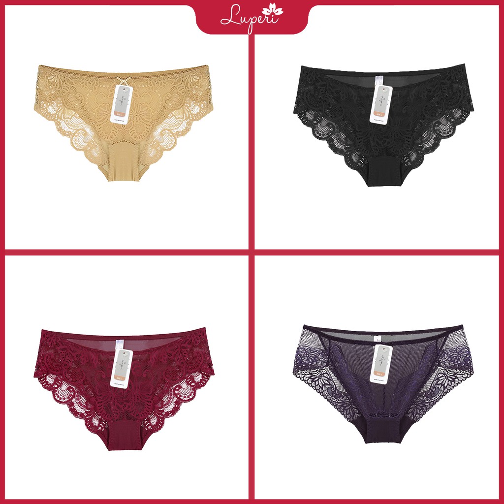 Quần Lót Nữ Ren Cạp Vừa Luperi Dáng Bikini Mềm Mịn Co Giãn Không Lằn Mông Kháng Khuẩn Khử Mùi Tốt SP730 | BigBuy360 - bigbuy360.vn