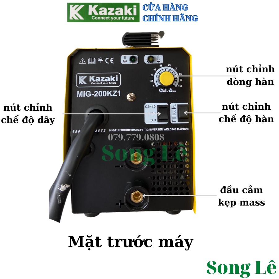 Máy hàn MIG KAZAKI 200KZ1 - máy hàn mig 3 chức năng không dùng khí. tặng full phụ kiện
