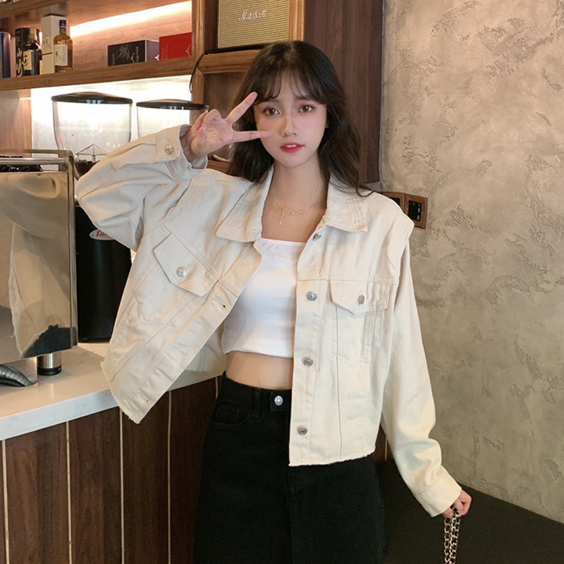 [Order] Áo khoác bò jean kaki dáng ngắn cá tính ulzzang