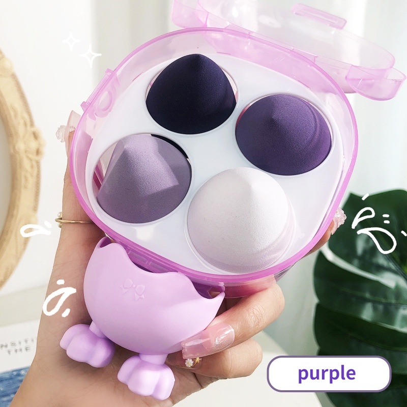 Bộ mút trang điểm làm đẹp kiểu trứng cả dạng khô và ướt có hộp đựng tiện lợi