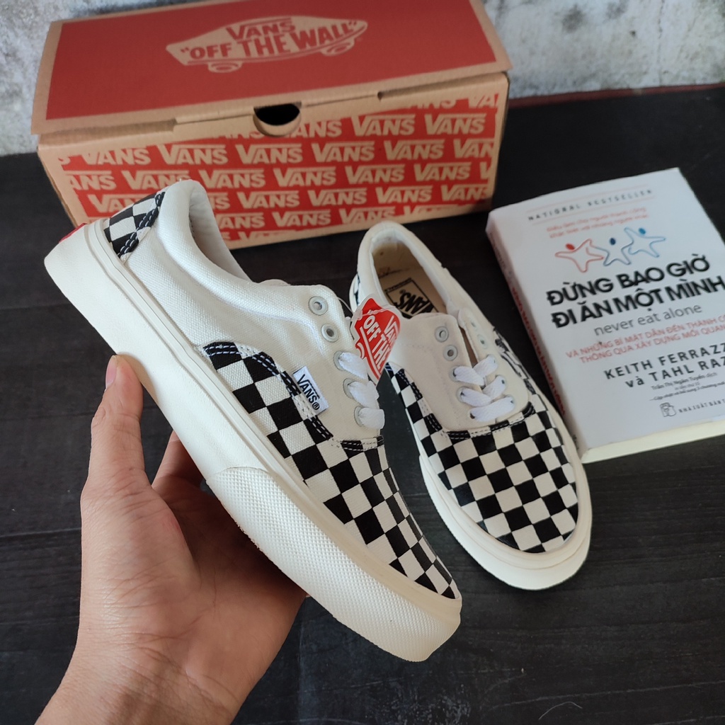 Giày vans caro buộc dây nam nữ dễ phối đồ đi học đi chơi - henry store