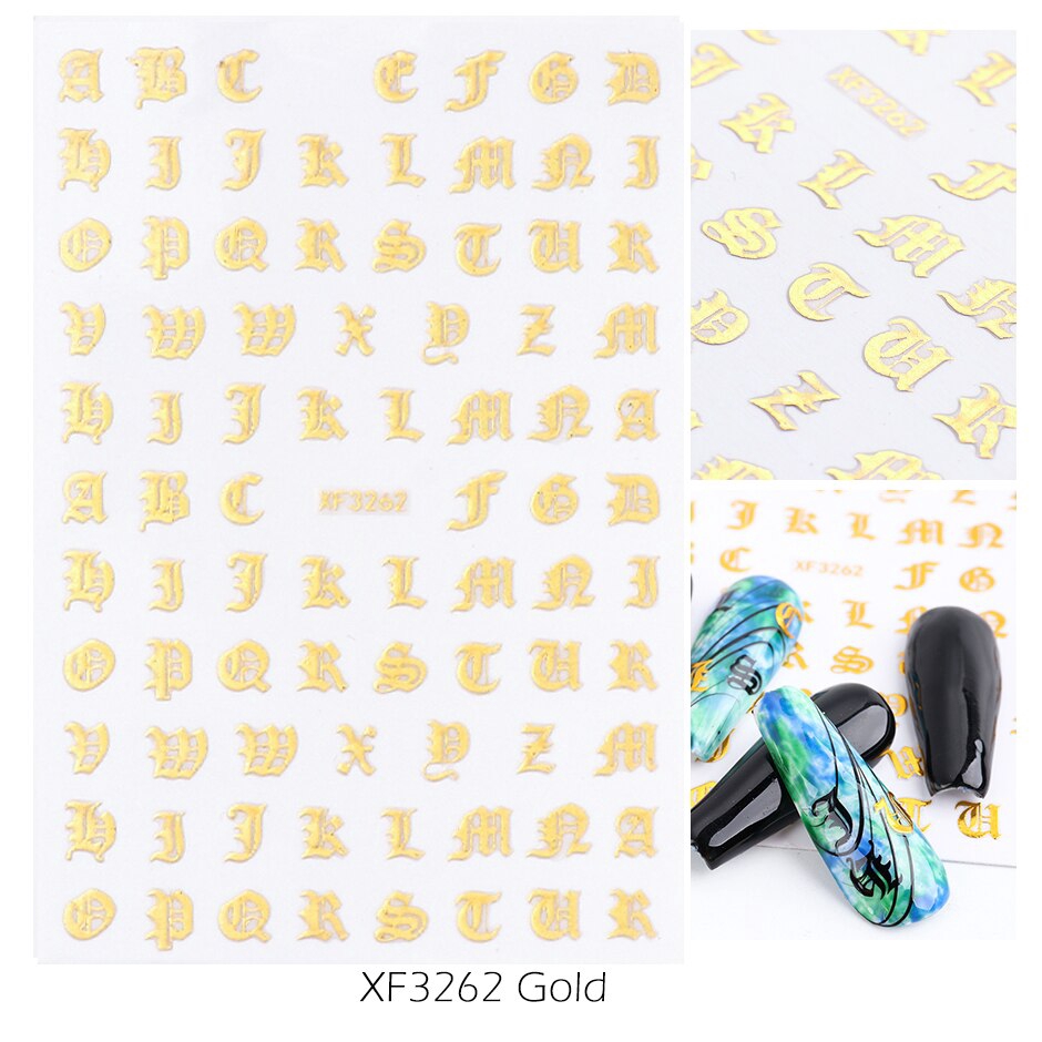 Nhãn Dán Họa Tiết Chữ Cái 3d Trang Trí Móng Tay Nghệ Thuật