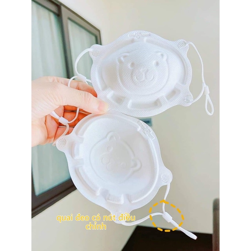 Set 3 cái Khẩu trang hình gấu 3D cho bé từ 0-3 tuổi thương hiệu Unimask cao cấp xuất Nhật