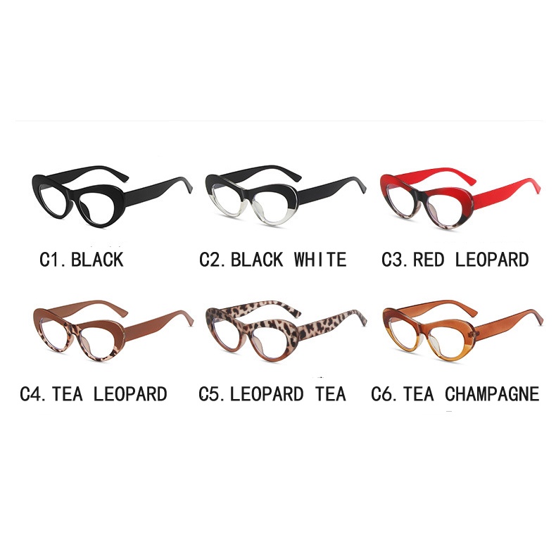 Kính mát SAMJUNE gọng oval mắt mèo họa tiết da báo thời trang cá tính dành cho nữ