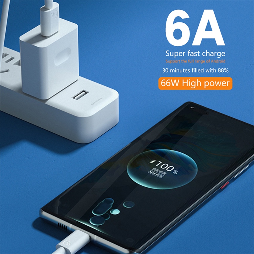 Cáp Sạc Nhanh USB Type C 6A 65W Cho Huawei Xiaomi OPPO