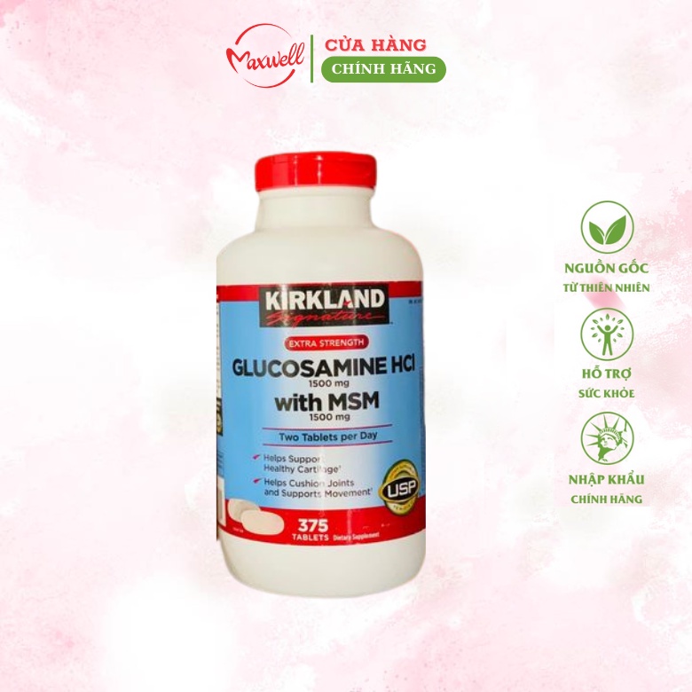 Viên uống xương khớp Glucosamine HCL With MSM Kirkland Signature hộp 375 viên maxwell
