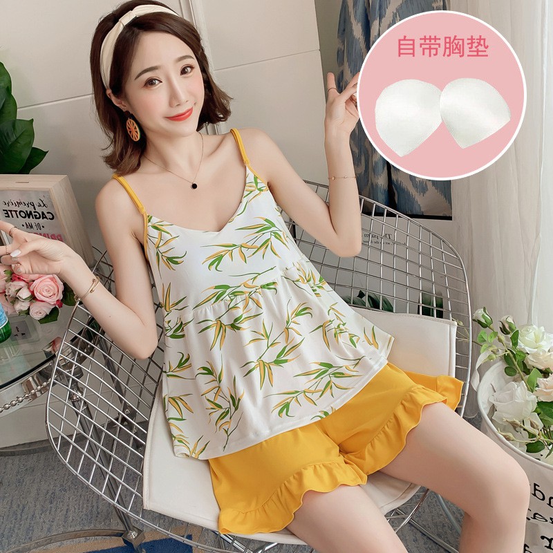 Bộ Đồ Ngủ Quần Áo Mùa Hè Dây Đeo Có Mút Ngực Cho Nữ- Váy Mặc Ở Nhà Dáng Hàn Quốc Sexy Xinh BĐN02