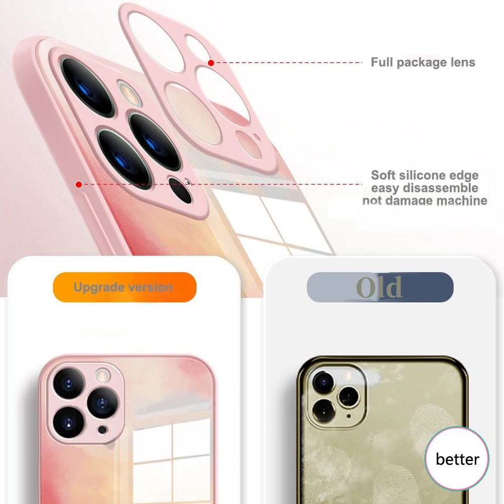 Ốp điện thoại kính cường lực họa tiết màu nước cho Iphone 12 11 Pro Max X Xs Max Xr 8 7 Plus | BigBuy360 - bigbuy360.vn