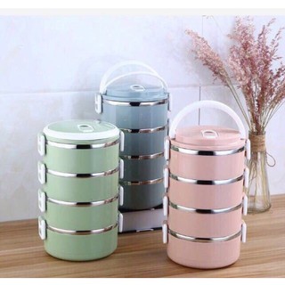 Hộp cơm giữ nhiệt 4 tầng lõi inox(Màu ngẫu nhiên)( có loại 4 tầng và 2 tầng)