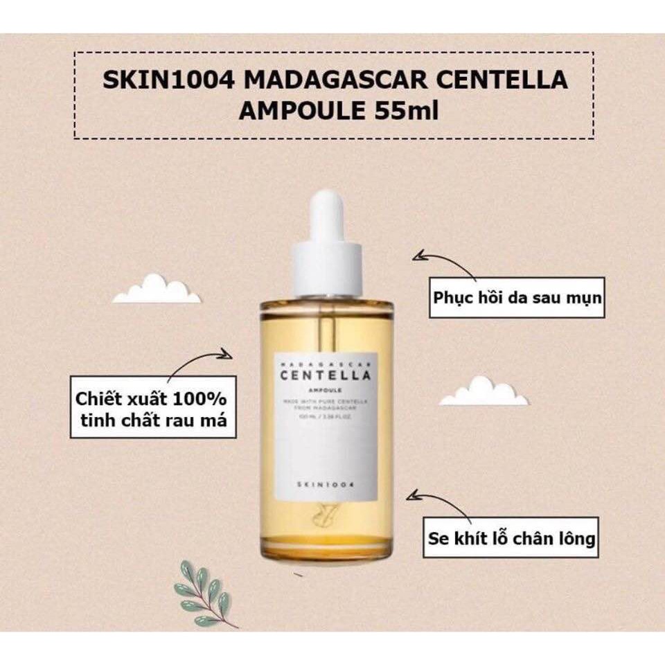 Combo 2 Sản Phẩm Toner + Serum Dưỡng Trắng Da Chiết Xuất Rau Má Skin1004 Madagascar Centella