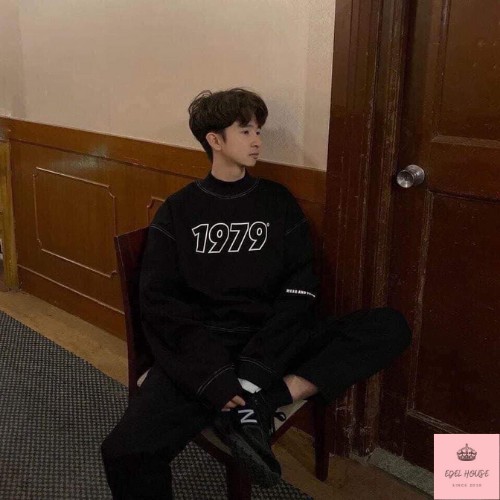 Áo khoác sweater nỉ nam nữ cổ lọ EDEL HOUSE 1979 1976 trắng đen basic form rộng unisex E487 | BigBuy360 - bigbuy360.vn