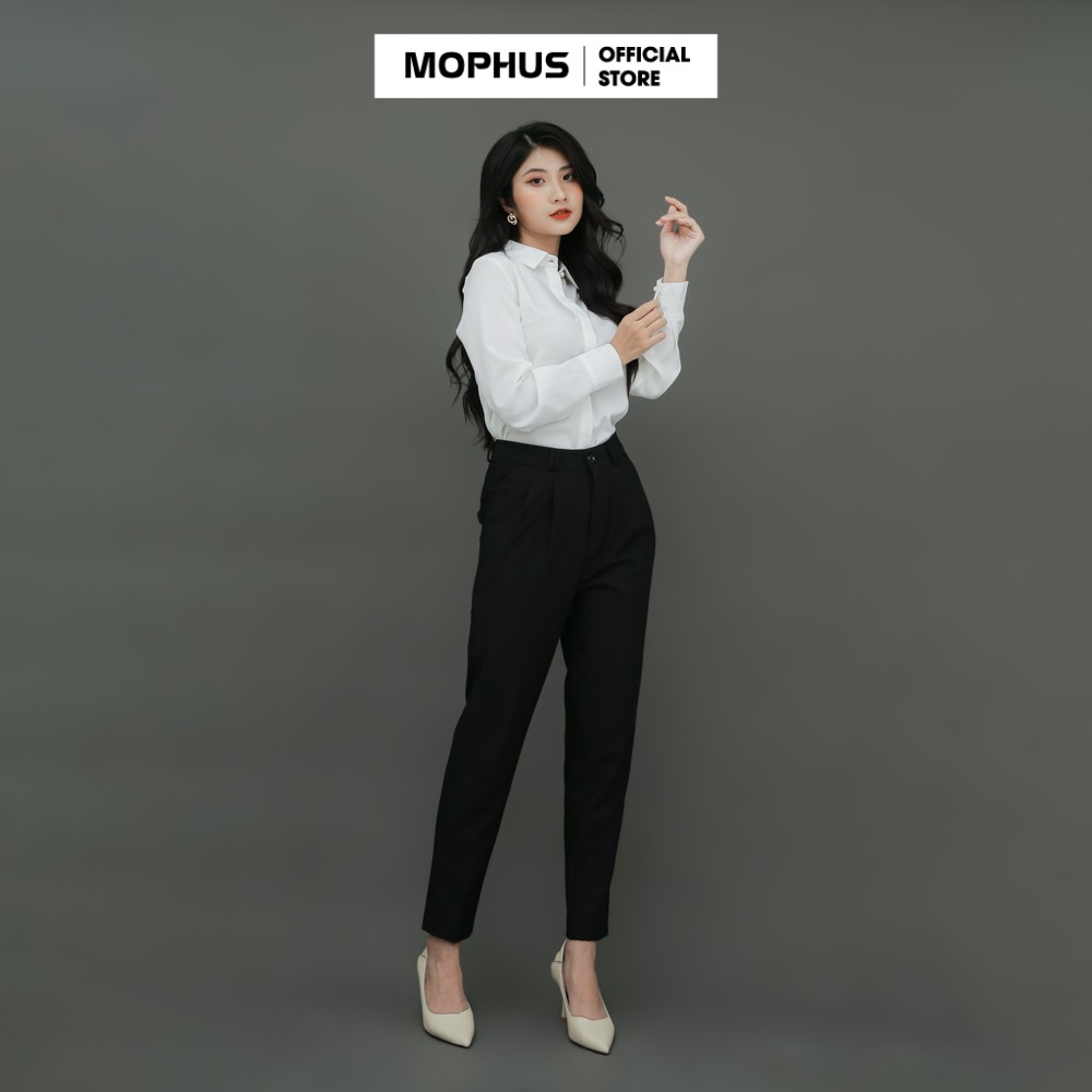 Áo sơ mi trắng nữ kiểu dáng trẻ trung, kiểu công sở cao cấp Mophus MA010