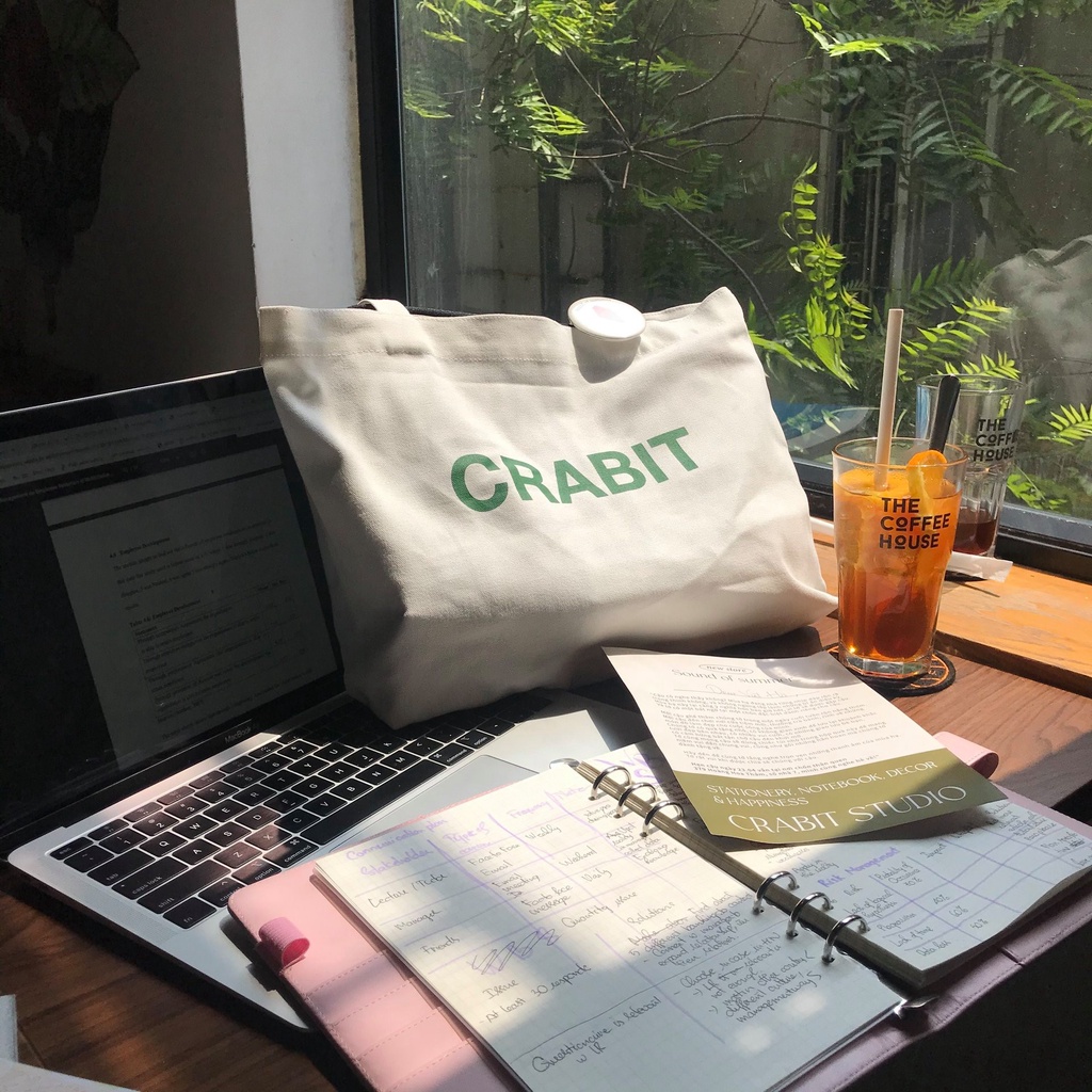 Túi tote canvas Crabit in hình basic