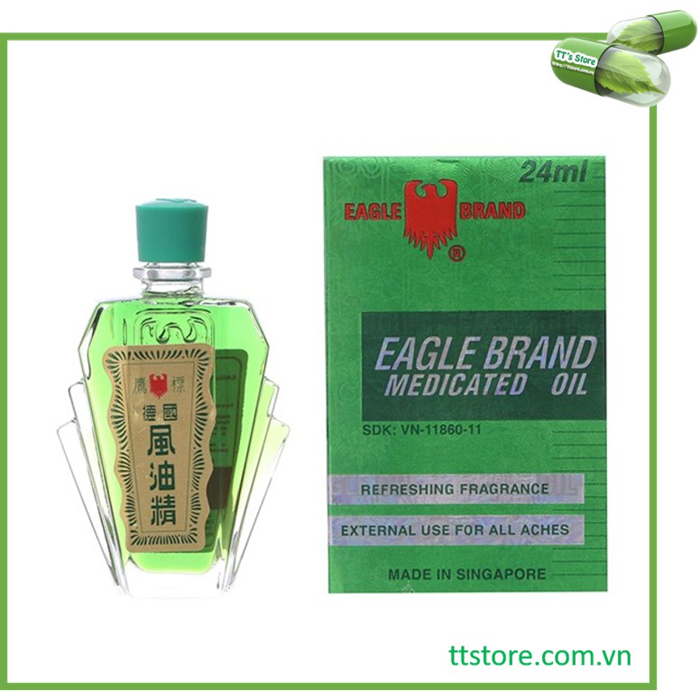 Dầu gió xanh con ó Eagle Brand 24ml - 1 một nắp, 2 hai nắp