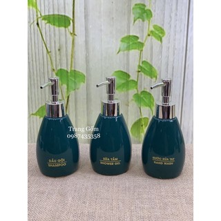 Set bình sứ xịt logo sữa tắm,dầu gội,nước rửa tay hàng xuất dư