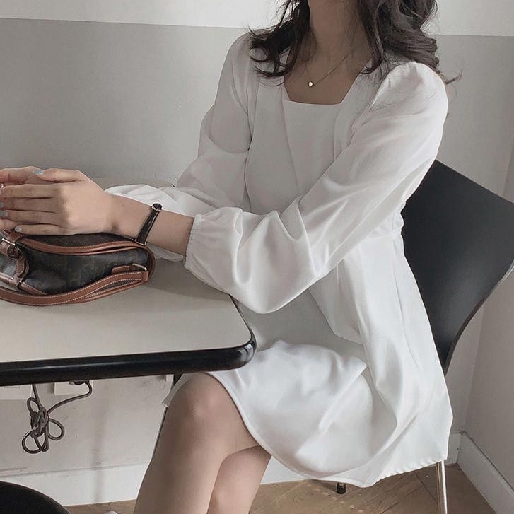 Đầm Tay Dài Thắt Eo Kiểu Dáng Đơn Giản 49606