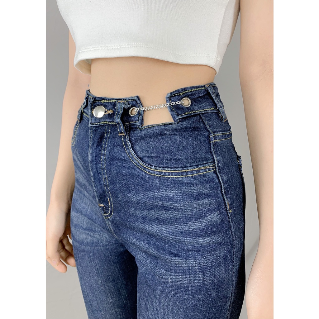 Quần Jean đứng cạp cao cách điệu phong cách Hàn Quốc Q8000 Dora Style