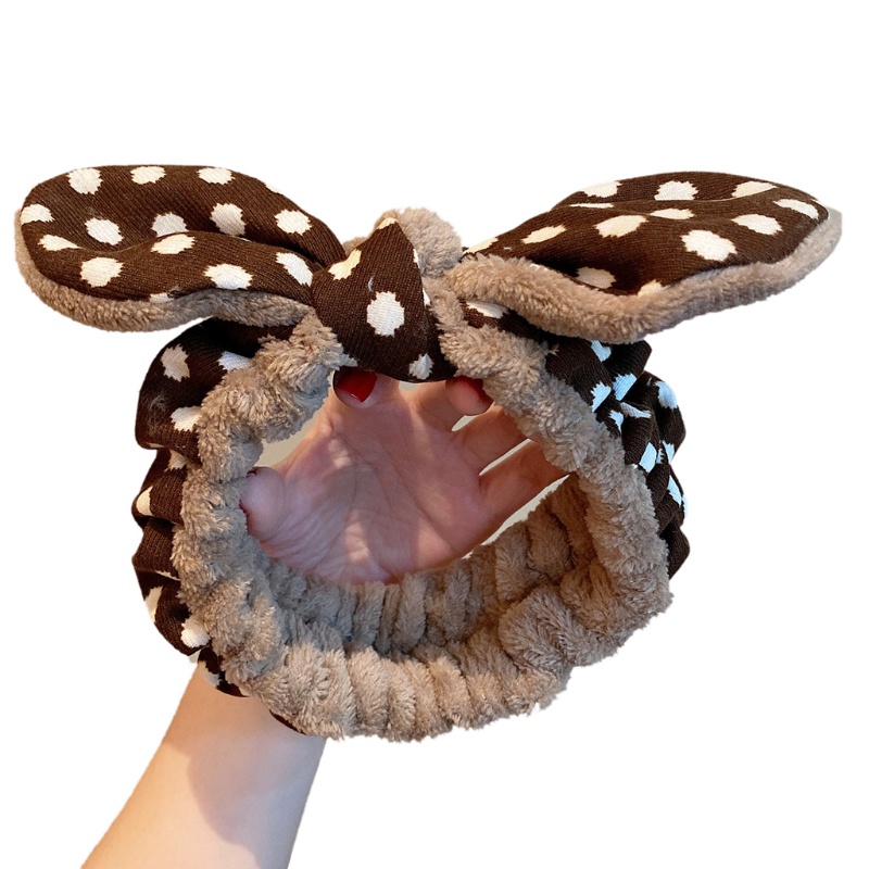 Băng Đô Nơ Lớn Bằng Vải Lông Cừu Mềm Co Giãn Chống Trượt In Họa Tiết Da Báo