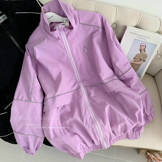 [Ảnh thật shop tự chụp] Áo khoác dù không nón nón viền dạ quang, khoá kéo cao cấp chống nắng tuyệt đối