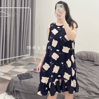 Váy bầu lanh mặc nhà Mùa Hè suông mát dáng Freesize