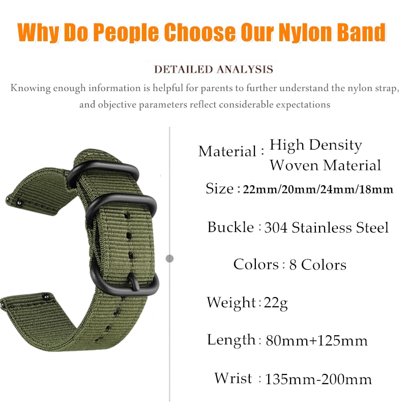 Dây Đeo Nillkinon Nato 22mm 24mm 20mm/18mm Tiện Dụng Cho Đồng Hồ Thông Minh Samsung Gear S3/S2