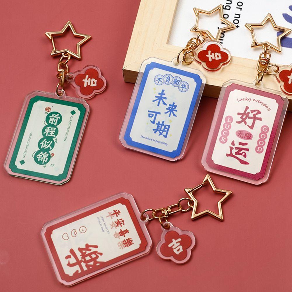 DARNELL Móc Chìa Khóa Xe Hơi Bằng Acrylic Hình Ngôi Sao Màu Đỏ Sáng Tạo