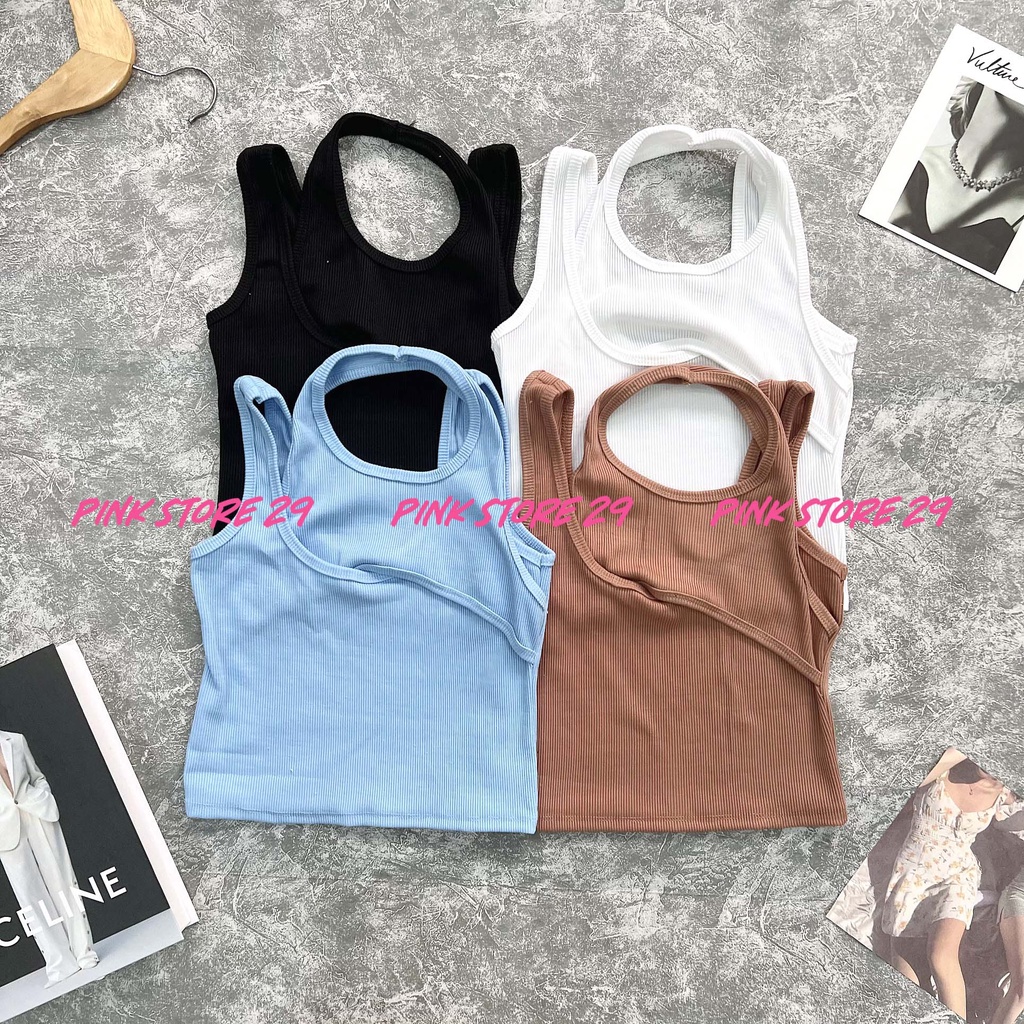 Áo Croptop Ba Lỗ alohashop91 Dáng Ôm Body Khoét Ngực