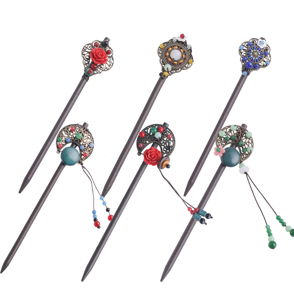 Kẹp Tóc Bằng Gỗ Phối Tua Rua Phong Cách Cổ Điển Thời Trang Cho Nữ