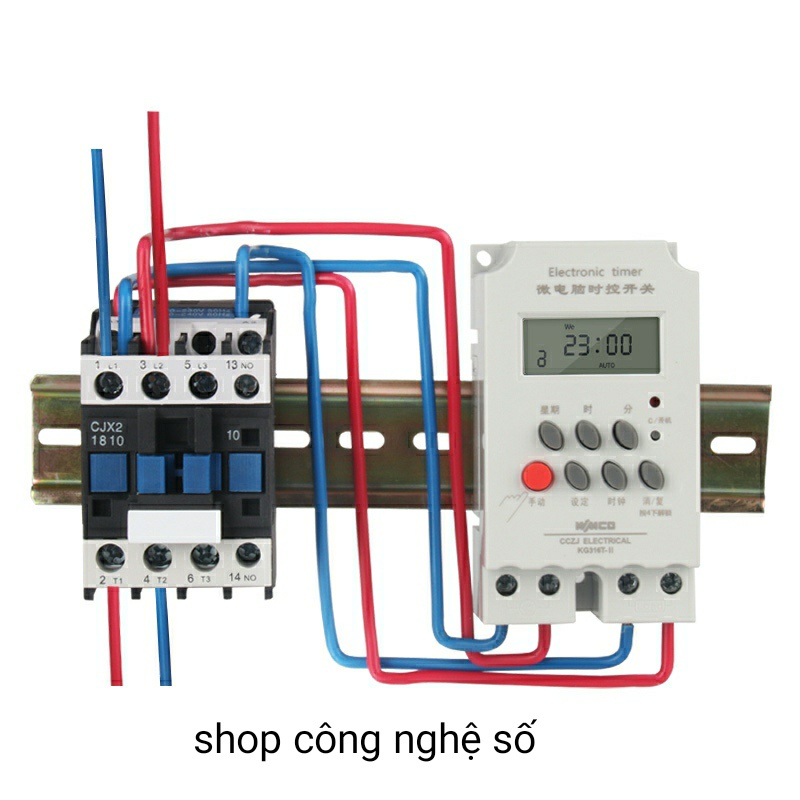 Bộ công tắc hẹn giờ KG316 T-II và Contactor công suất lớn 18A/220V