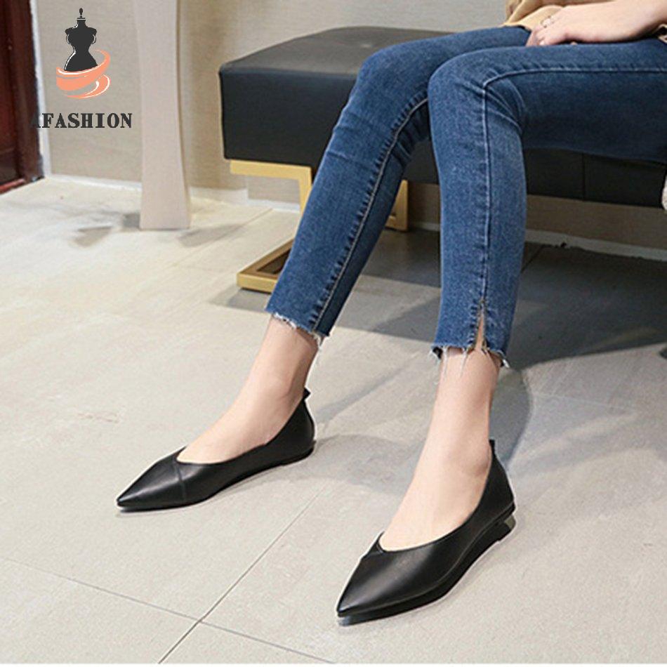 Giày Loafer Nữ Đế Bệt Giả Da Mùa Xuân