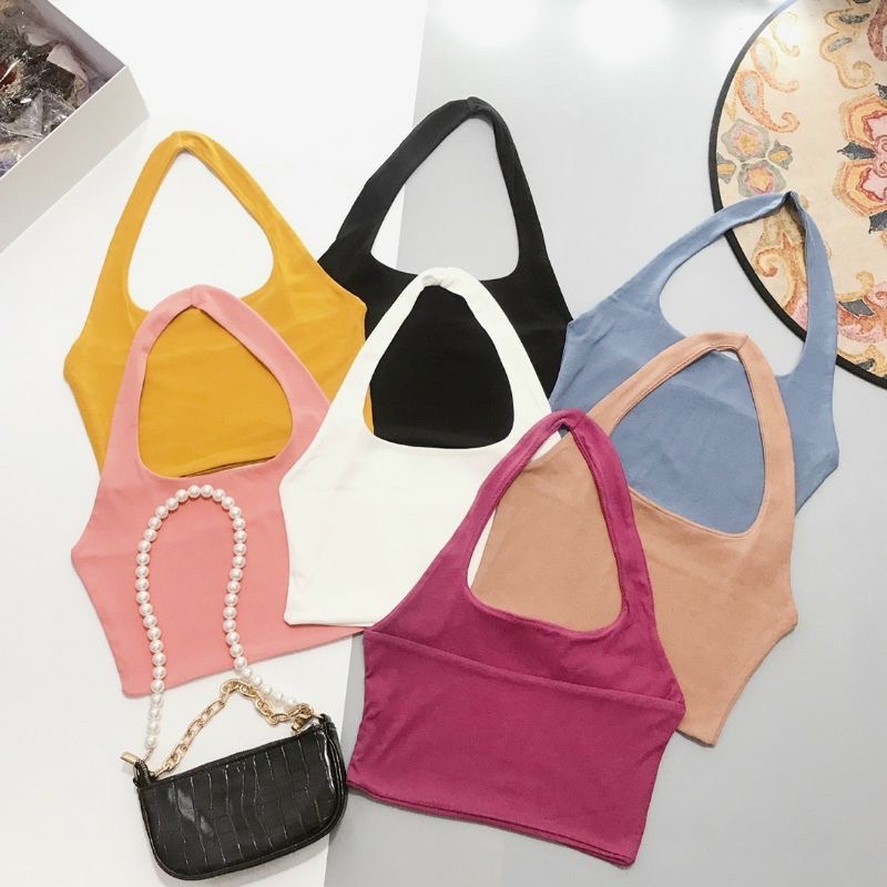 Áo vòng cổ yếm croptop nhiều màu