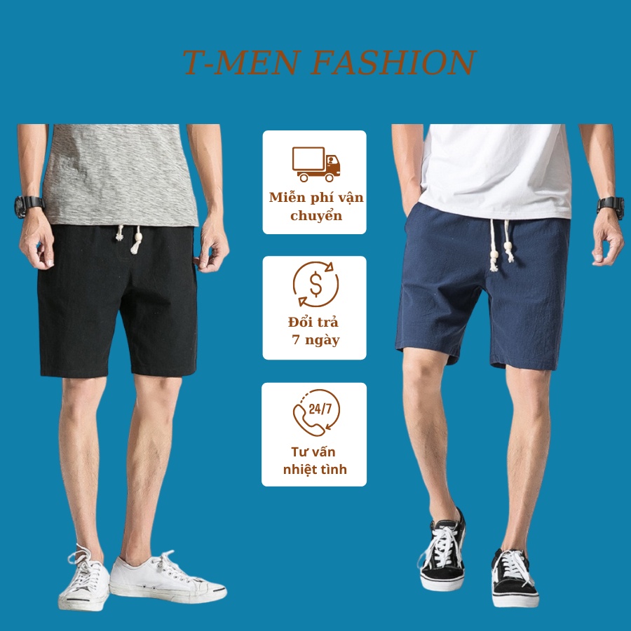 Quần short đũi nam chất đũi mềm mát T-Men, quần lửng thể thao chuẩn form cạp chun dây rút 5 màu.