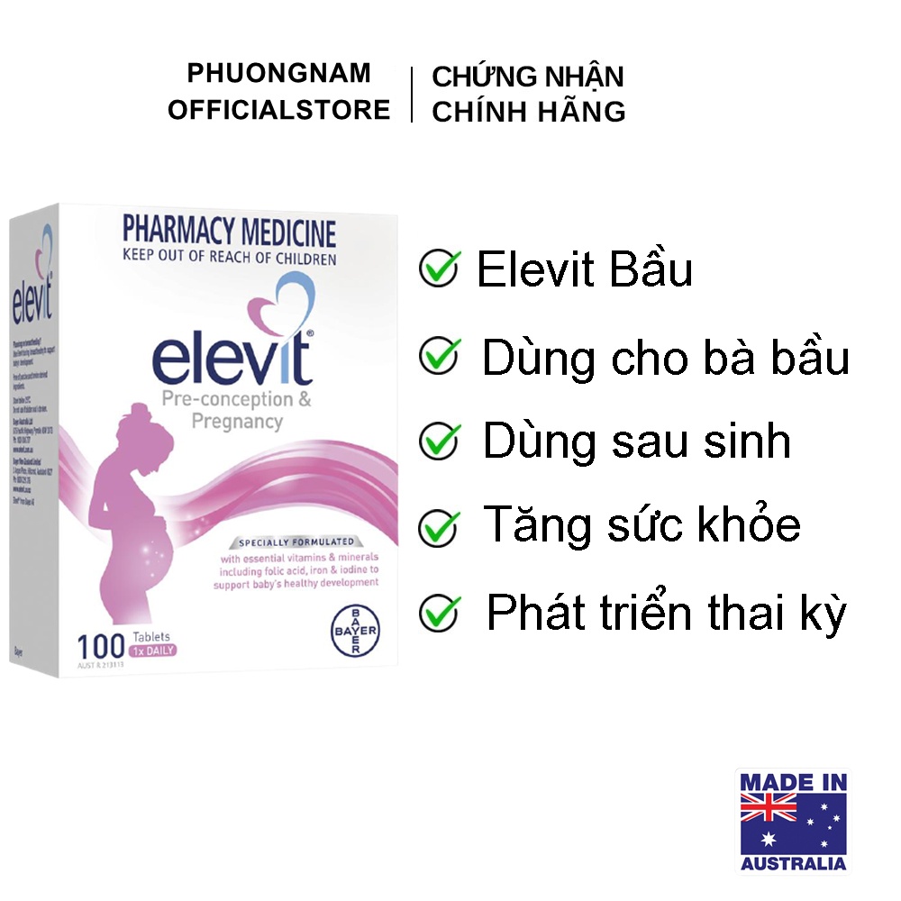 Vitamin Tổng Hợp Elevit Cho Bà Bầu 100 Viên