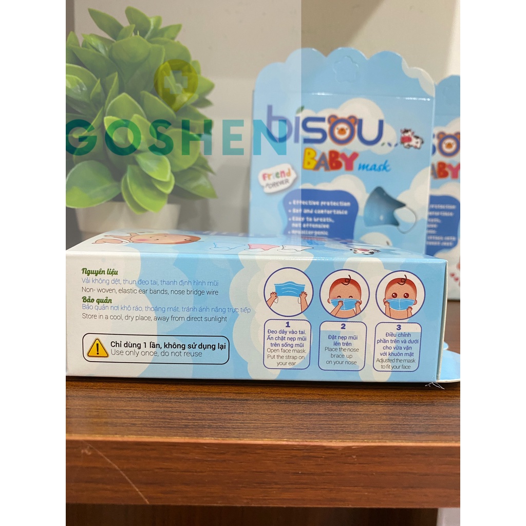 1 Hộp 10 cái Khẩu Trang Y Tế Trẻ em Bisou Baby Kháng Khuẩn, Bảo Vệ Hiệu Quả, Đạt tiêu chuẩn kiểm định | BigBuy360 - bigbuy360.vn