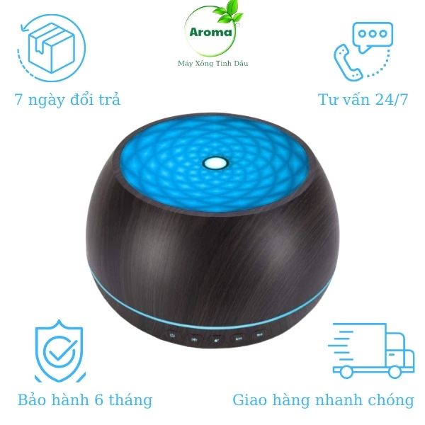 Máy xông tinh dầu có loa tích hợp Bluetooth 1000ml Siêu Âm phun sương tạo ẩm,khuếch tán hương thơm có điều khiển,