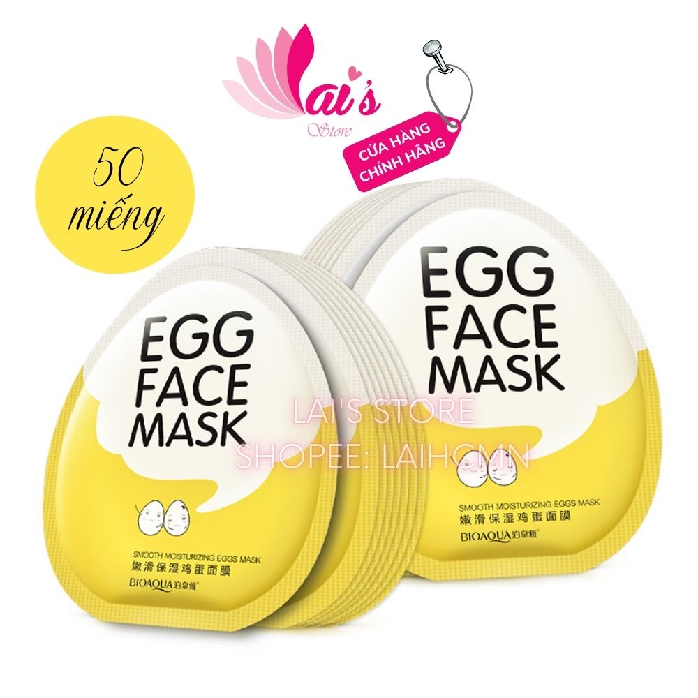 Combo 50 Miếng Mặt Nạ Trứng Bioaqua Egg Face Mask 25g Dưỡng Ẩm Thu Nhỏ Lỗ Chân Lông Làm Sáng Và Đều Màu Da Nội Địa Trung